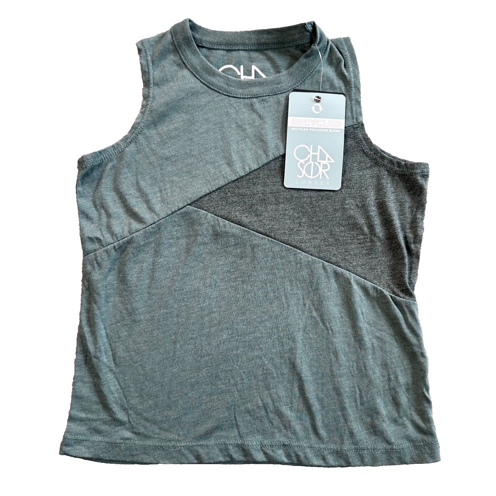 Chaser Kids Criss Cross Tank Green Size 6 Sleeveless Crew Neck Top New